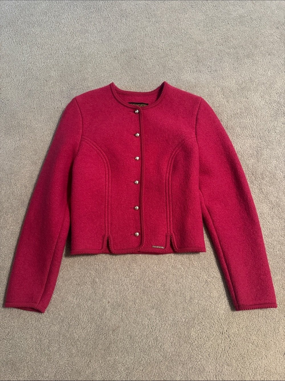 Vintage Geiger Raspberry Cropped Wool  Blazer Jacket Made in Austria